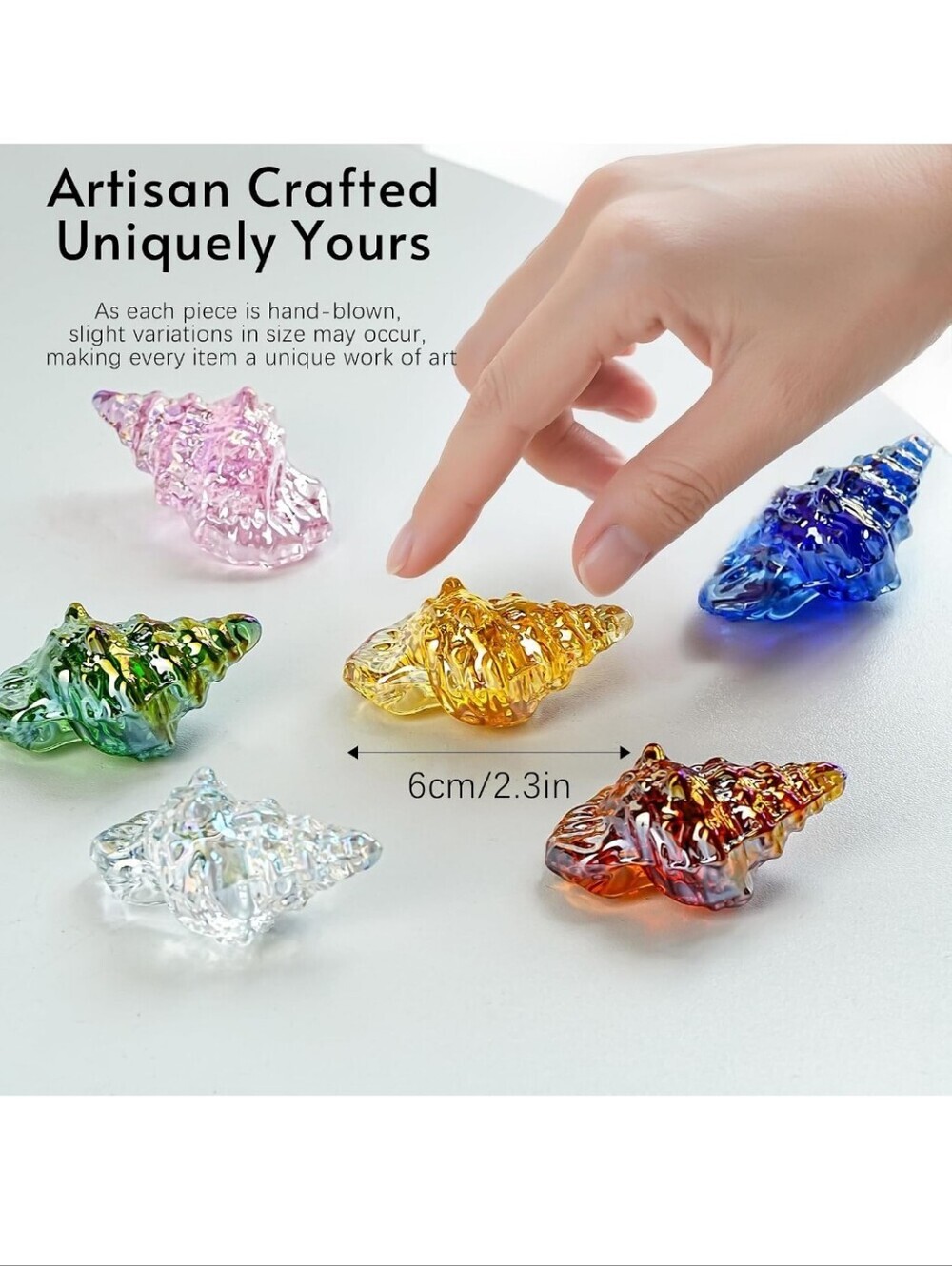 Hand-Blown Glass Shell Accent - Multicolor Set - Picture 4 of 7